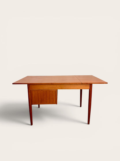 Vintage 1960s Danish MCM Teak Desk with Drop-Leaf and Moveable Drawers