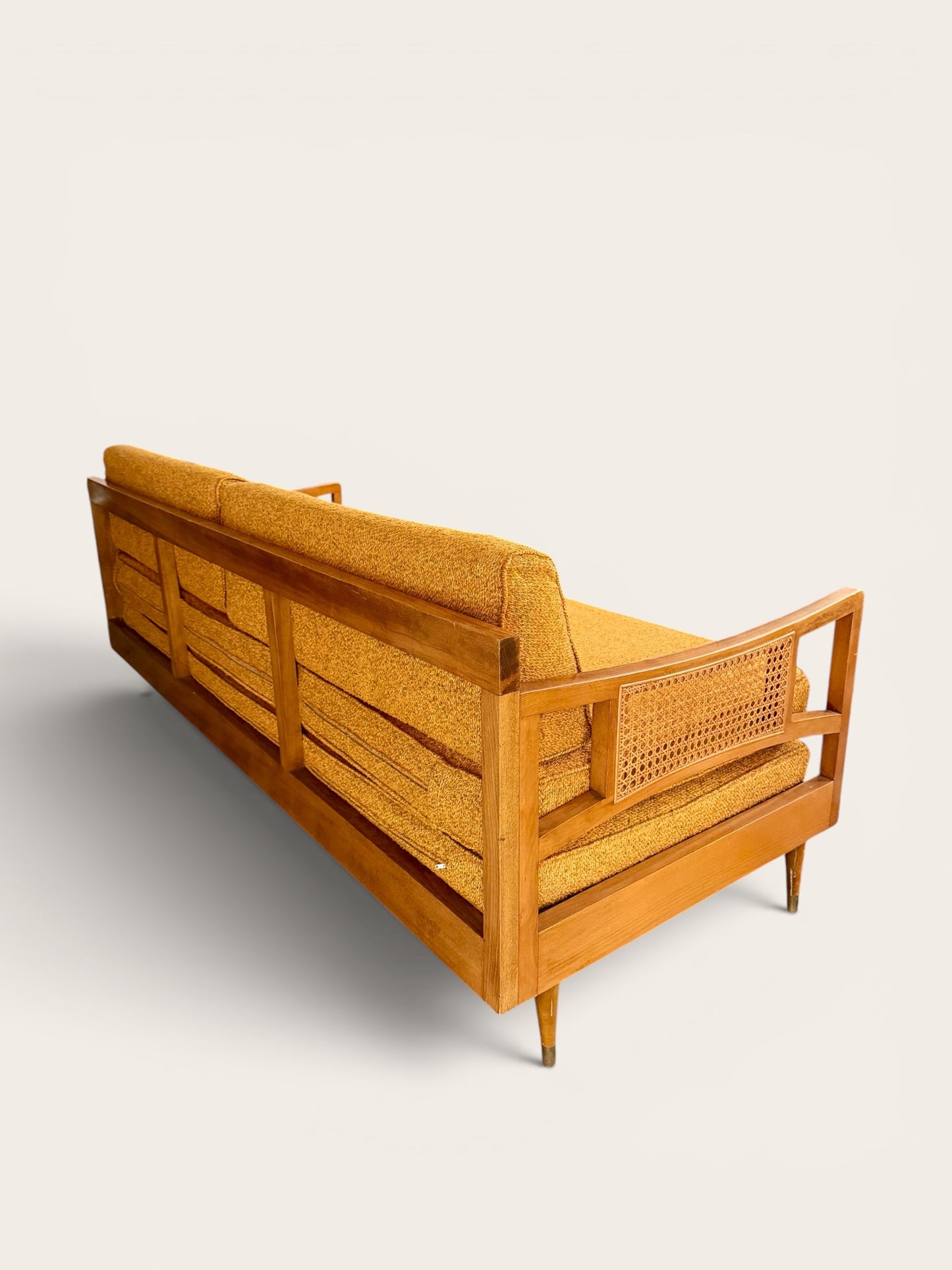 1960s Vintage MCM Daybed Sofa with Caned Sides