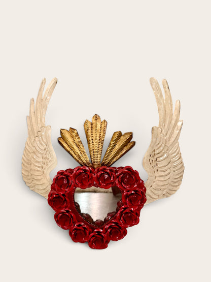 Vintage Sacred Heart Folk Art Mirror