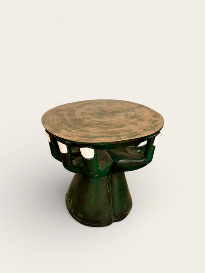 1970s Folk Art Hand-carved Dark Green “Hand” Table