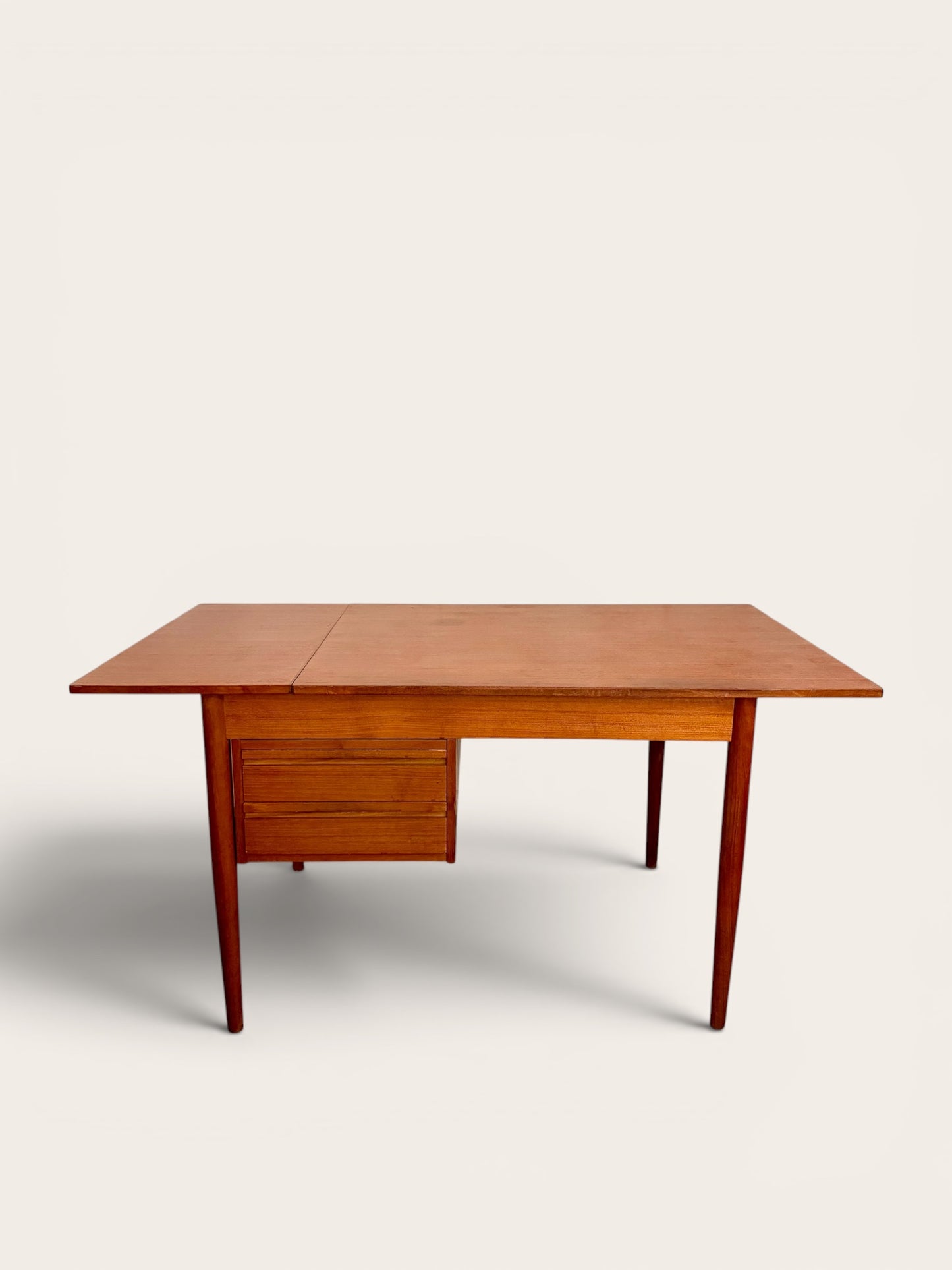 Vintage 1960s Danish MCM Teak Desk with Drop-Leaf and Moveable Drawers