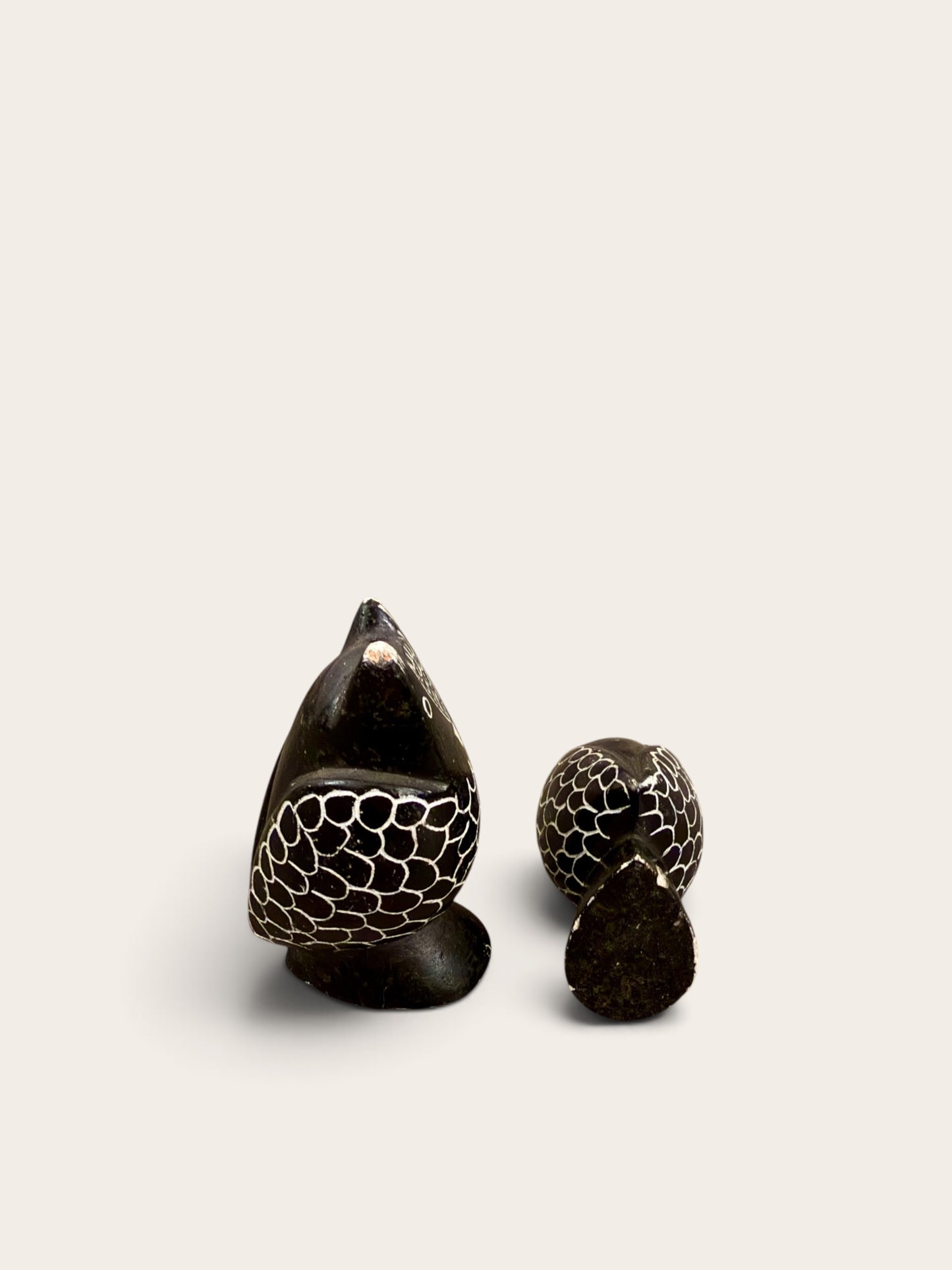Vintage Hand-Carved Onyx Owl Pair