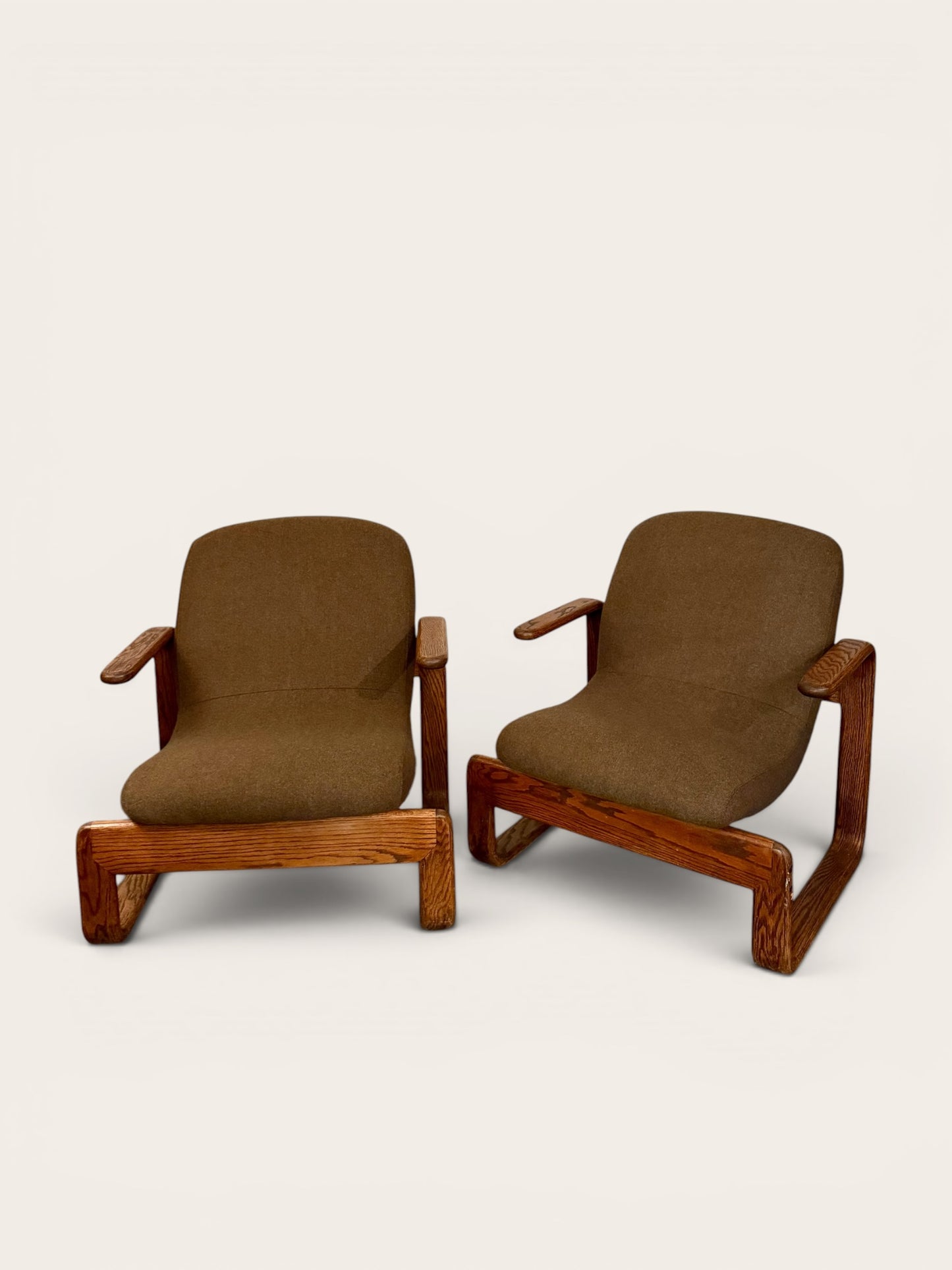 Vintage 1970s MCM Kimball Bent Oak Lounge Chairs