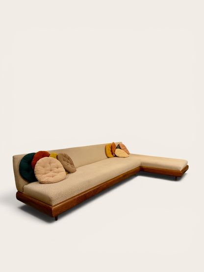 Rare Vintage MCM Adrian Pearsall 1600-S Boomerang Sectional Sofa, Walnut Base