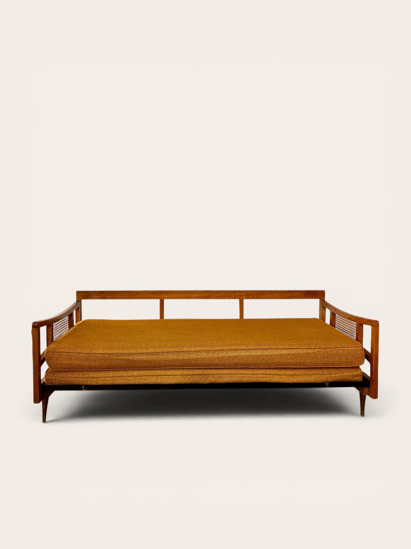 1960s Vintage MCM Daybed Sofa with Caned Sides