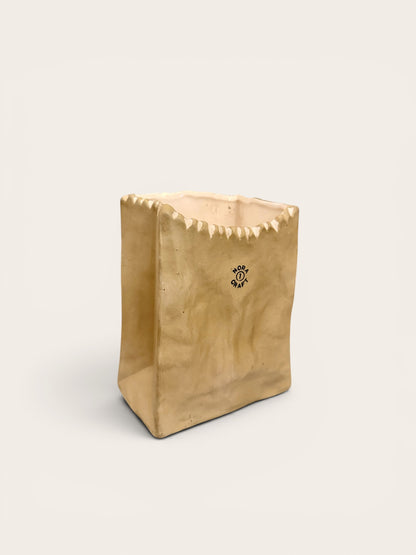 Vintage 1970s Nora Craft Paper Bag Vase