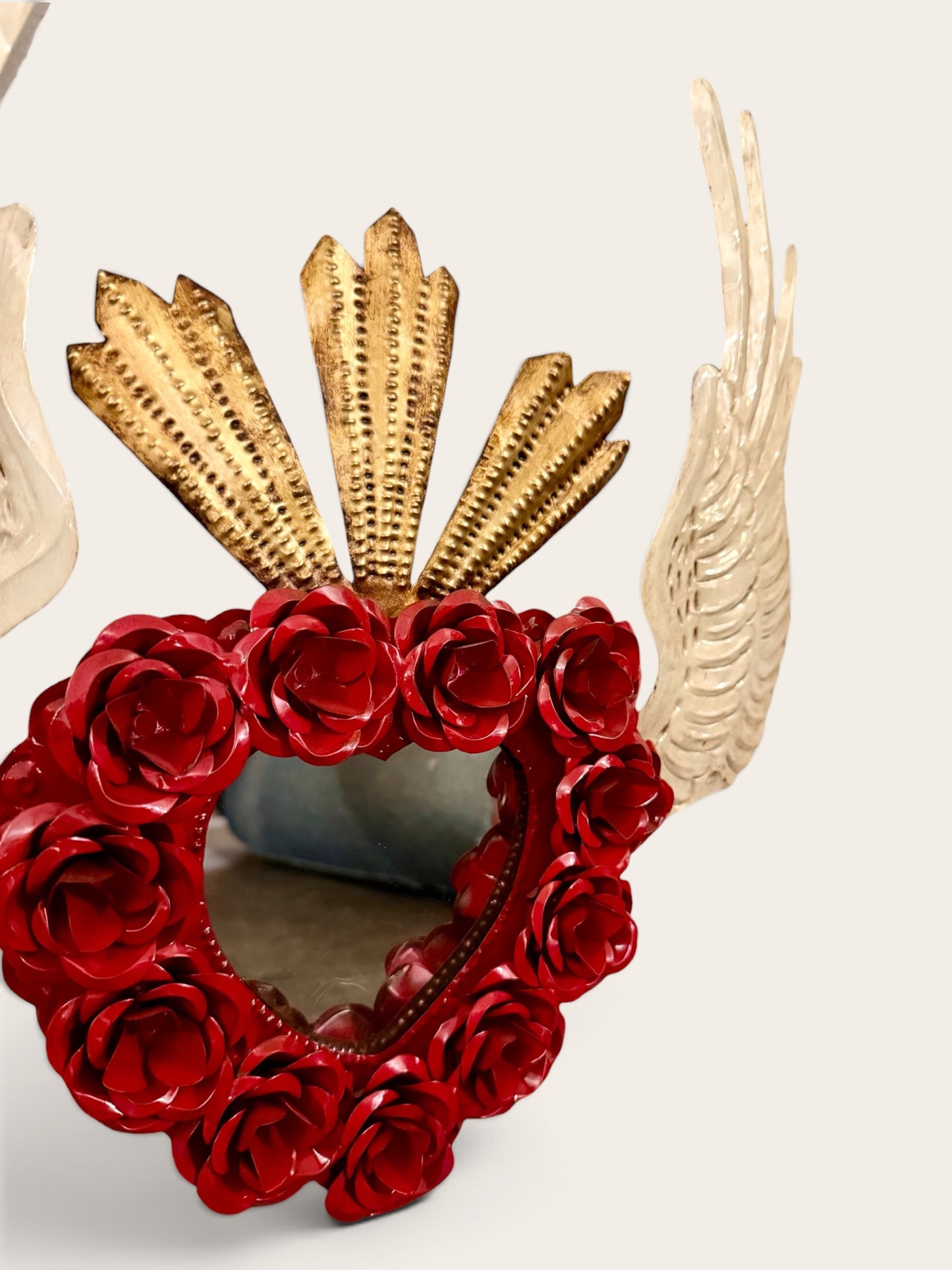Vintage Sacred Heart Folk Art Mirror