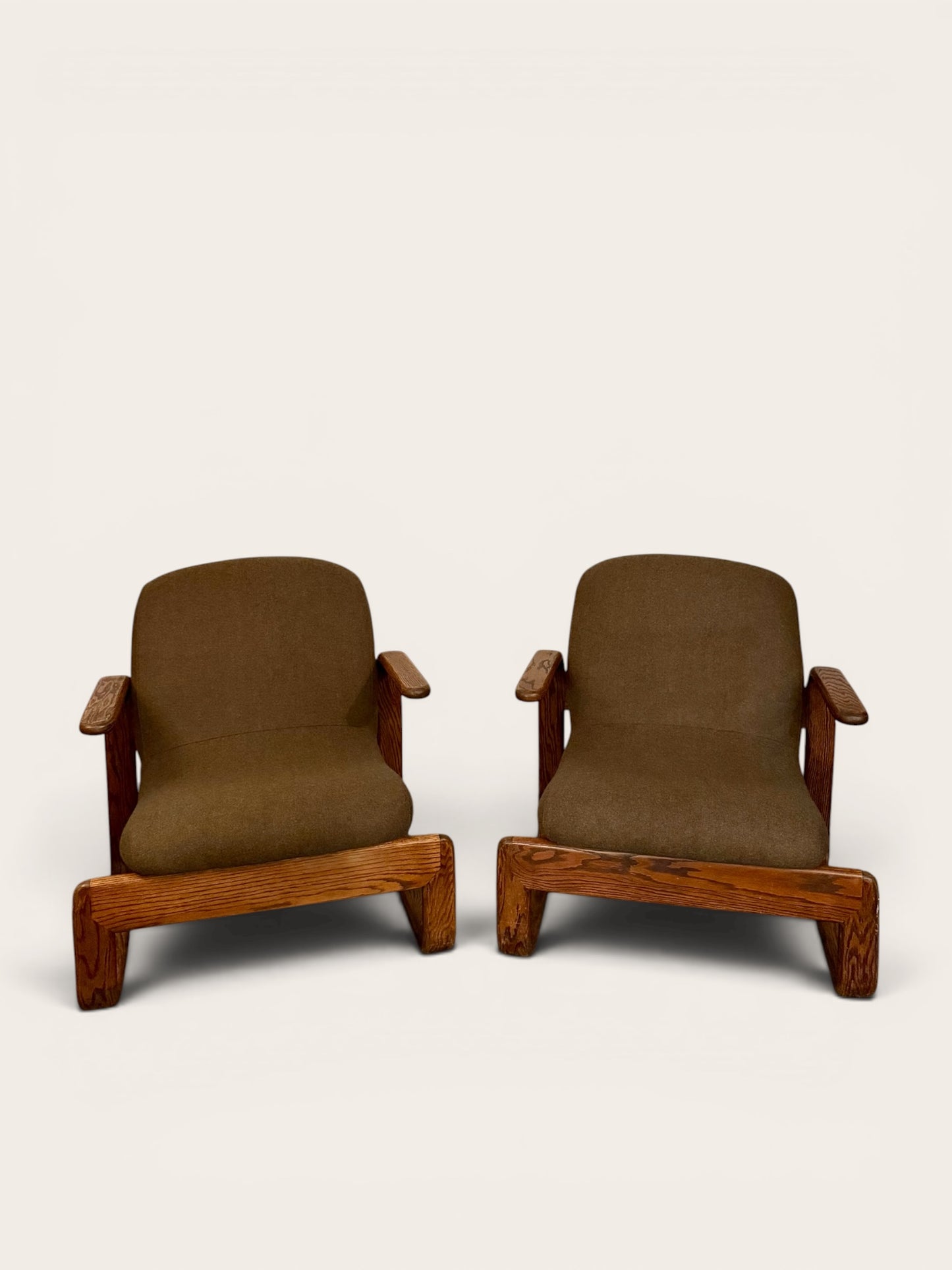 Vintage 1970s MCM Kimball Bent Oak Lounge Chairs
