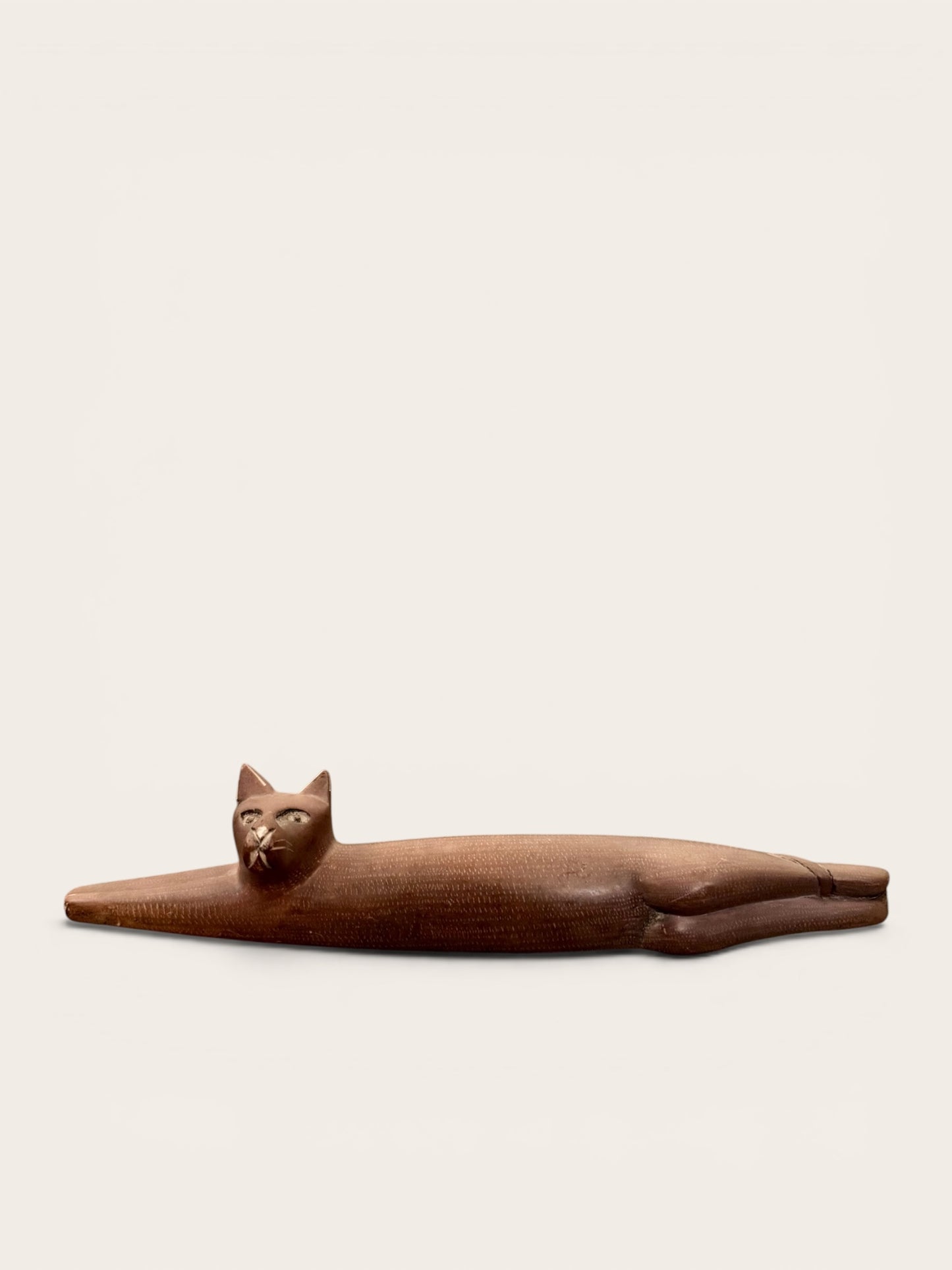 Modernist Reclining Stone Cat Sculpture
