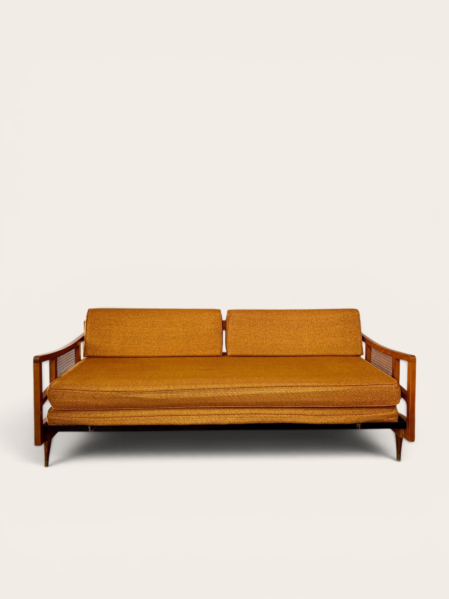 1960s Vintage MCM Daybed Sofa with Caned Sides
