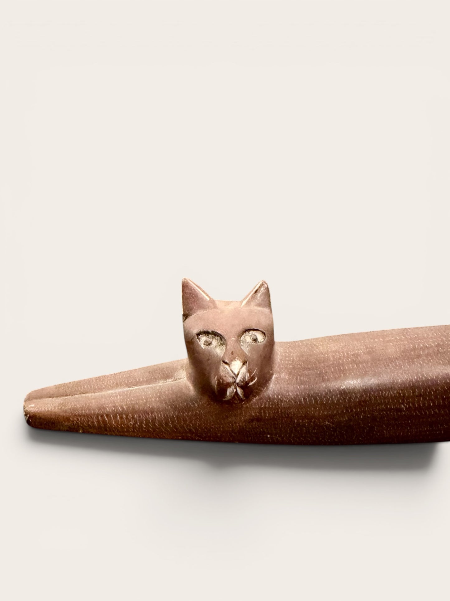 Modernist Reclining Stone Cat Sculpture