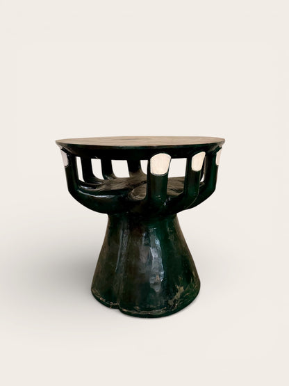 1970s Folk Art Hand-carved Dark Green “Hand” Table