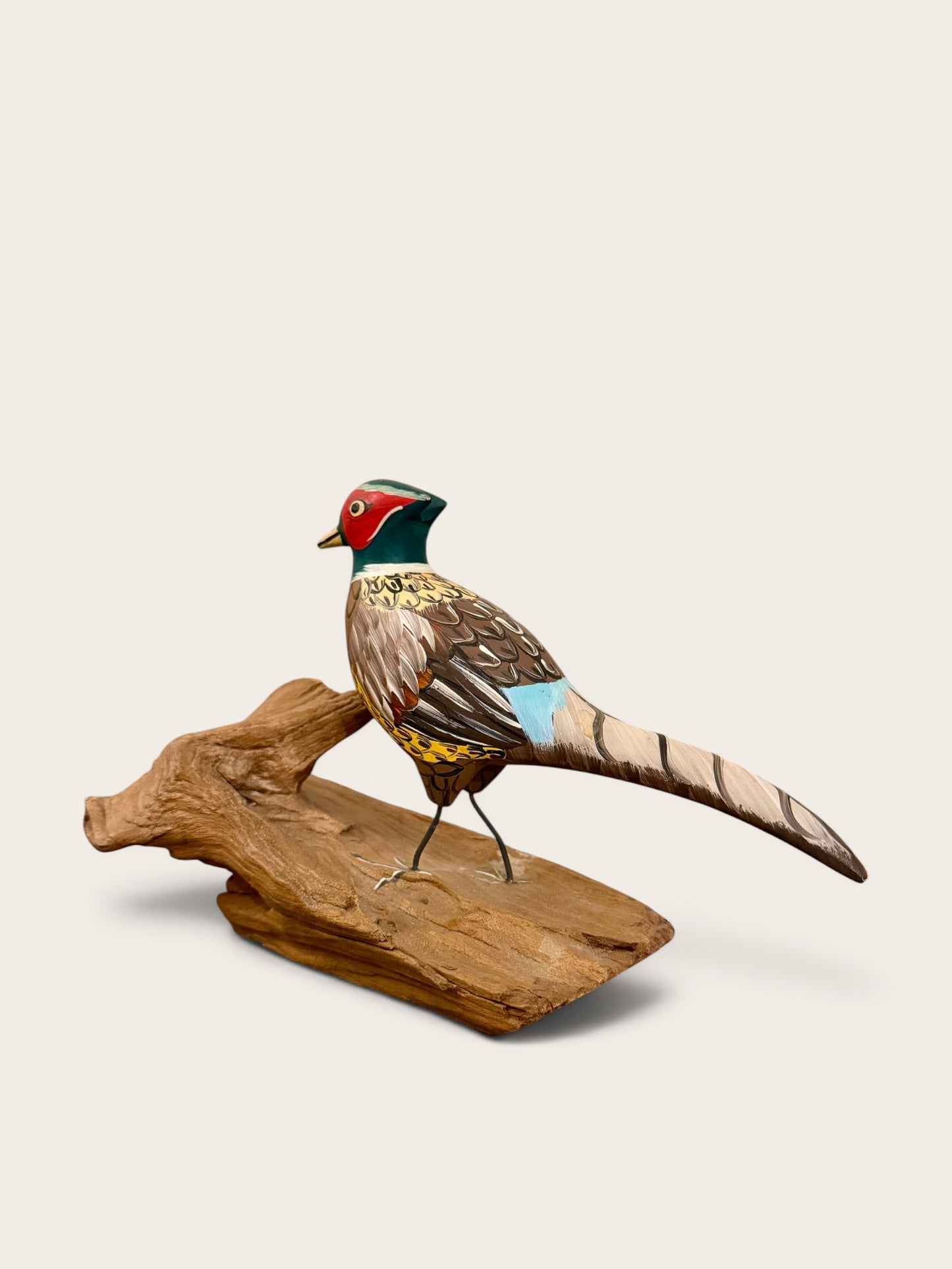 Hand Carved Pheasant on Driftwood