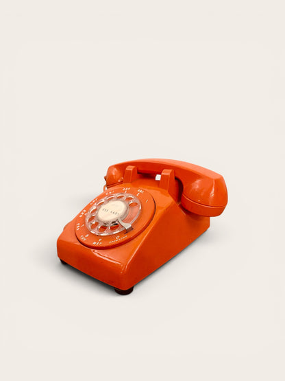 Vintage Orange Tangerine Rotary Telephone