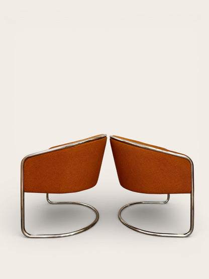 Pair of Anton Lorenz for Thonet Vintage MCM Cantilever Tub Chairs
