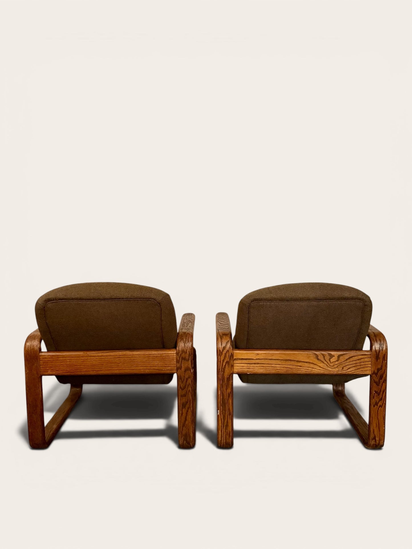 Vintage 1970s MCM Kimball Bent Oak Lounge Chairs