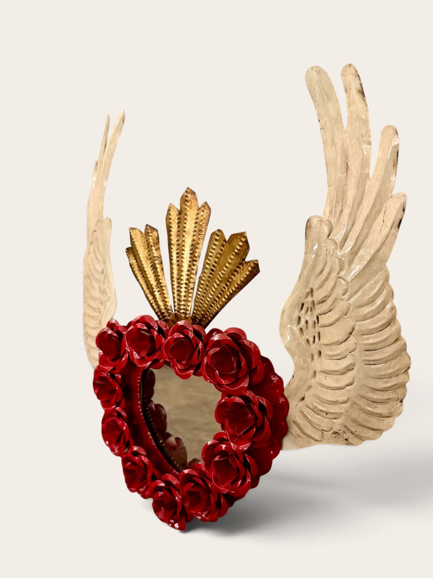 Vintage Sacred Heart Folk Art Mirror