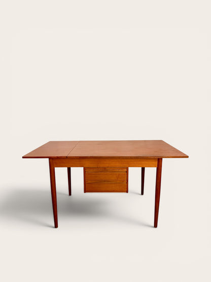 Vintage 1960s Danish MCM Teak Desk with Drop-Leaf and Moveable Drawers