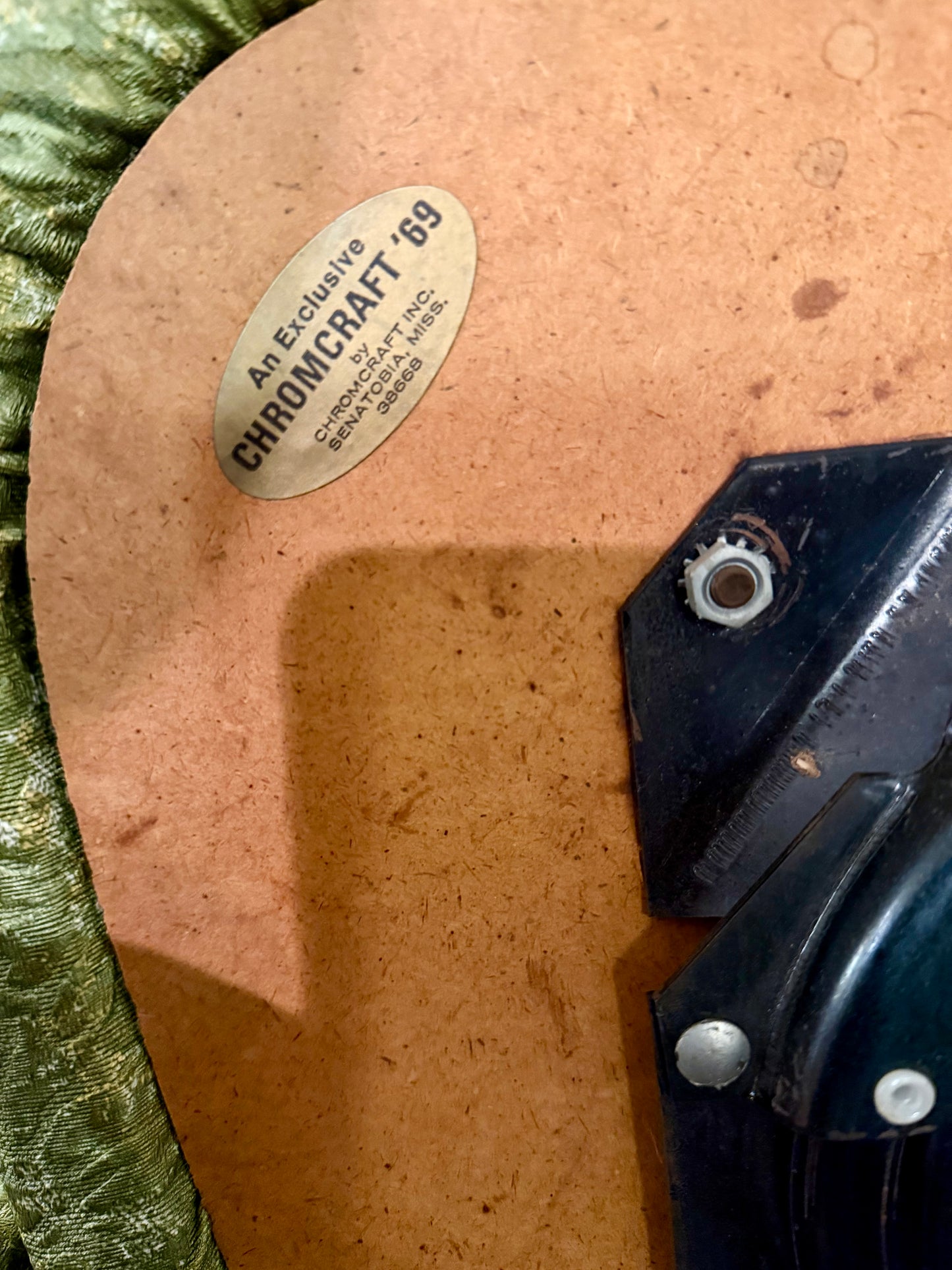 Vintage 1969 Chromcraft Swivel Bar Set with Original Avocado Green Upholstery