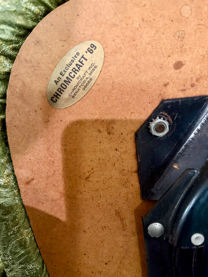 Vintage 1969 Chromcraft Swivel Bar Set with Original Avocado Green Upholstery