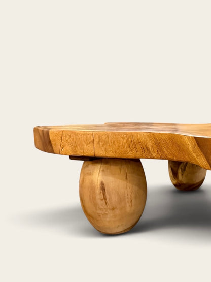 Large Organic Live Edge Solid Wood Coffee Table | Sculptural Slab | Japandi | Organic Modern
