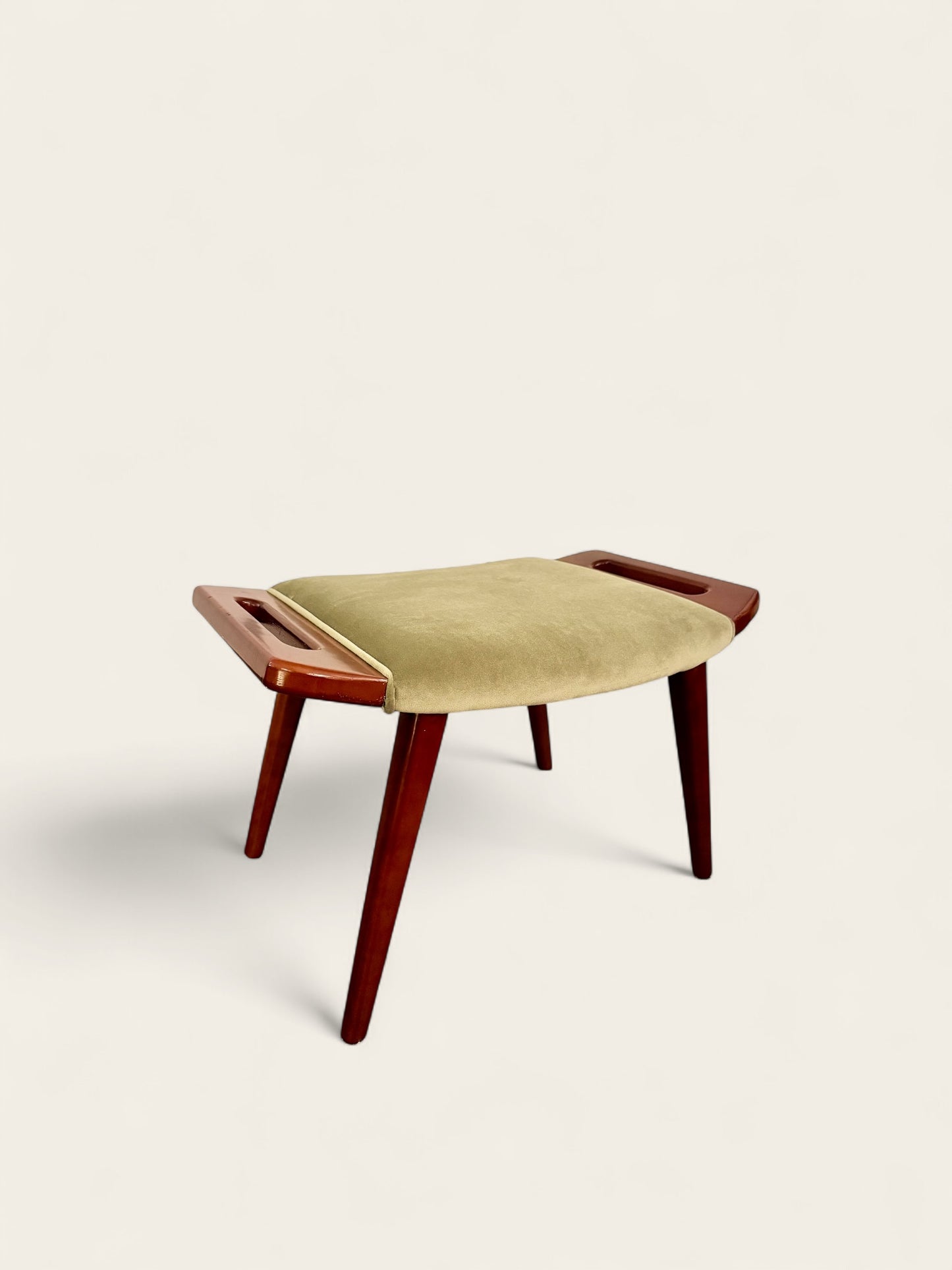 Mid-Century Modern Hans Wegner Style Papa Bear Chair & Ottoman in Velvet Green