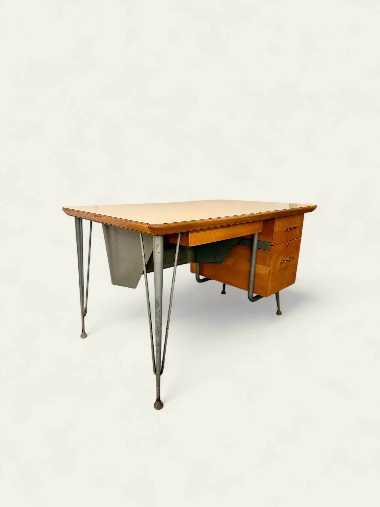 Rare Industrial MCM Stylish Desk by Raymond Loewy for Brunswick