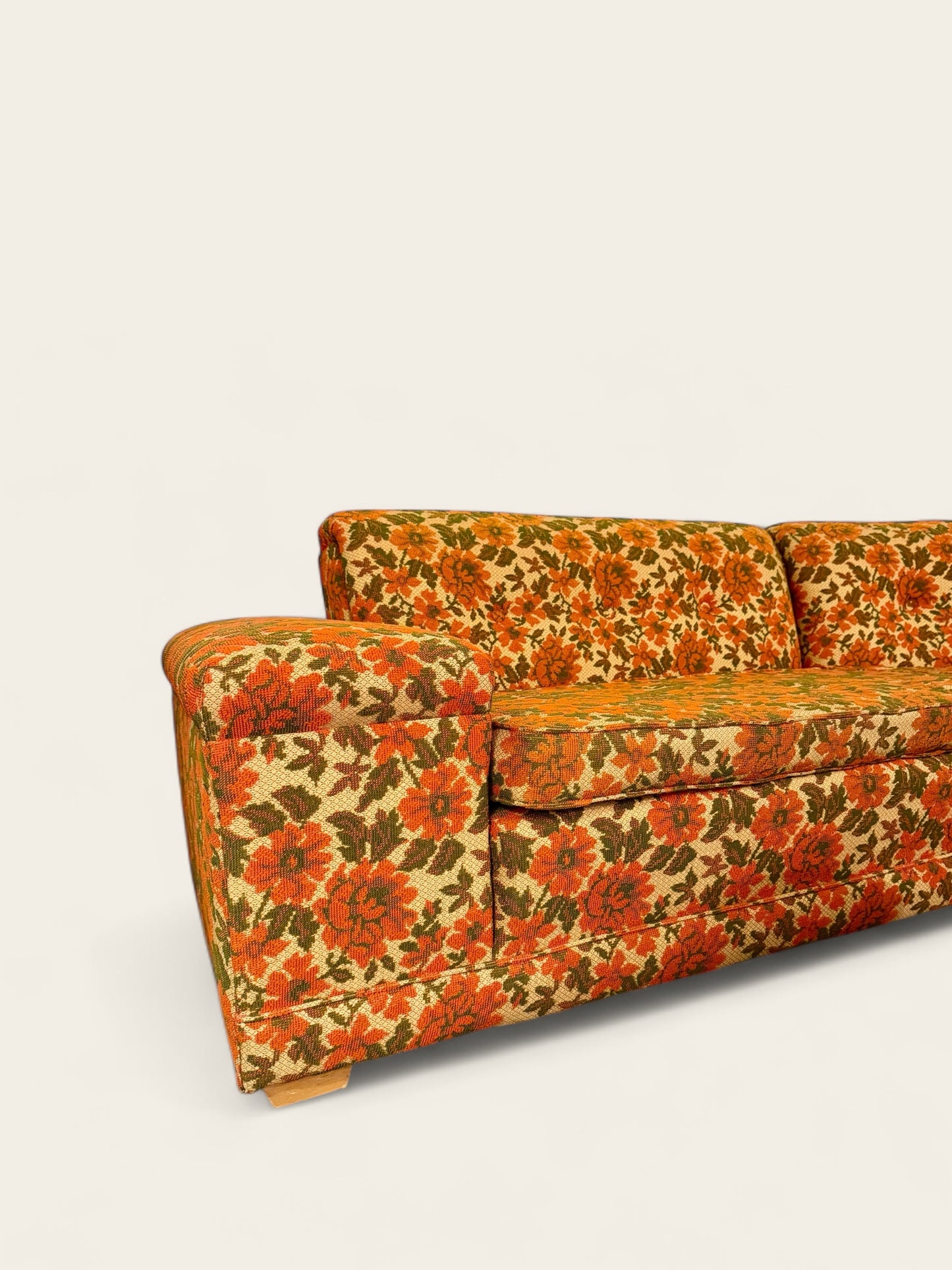 Vintage 1960s Curved Floral Sectional with Ottoman by Artistic Furniture & Upholstery