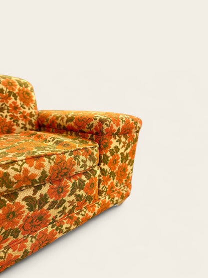 Vintage 1960s Curved Floral Sectional with Ottoman by Artistic Furniture & Upholstery