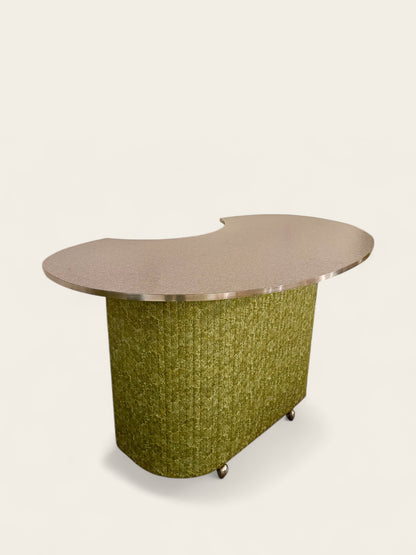 Vintage 1969 Chromcraft Swivel Bar Set with Original Avocado Green Upholstery