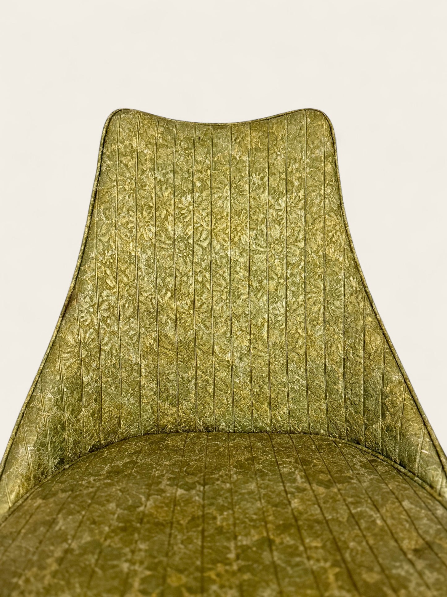 Vintage 1969 Chromcraft Swivel Bar Set with Original Avocado Green Upholstery