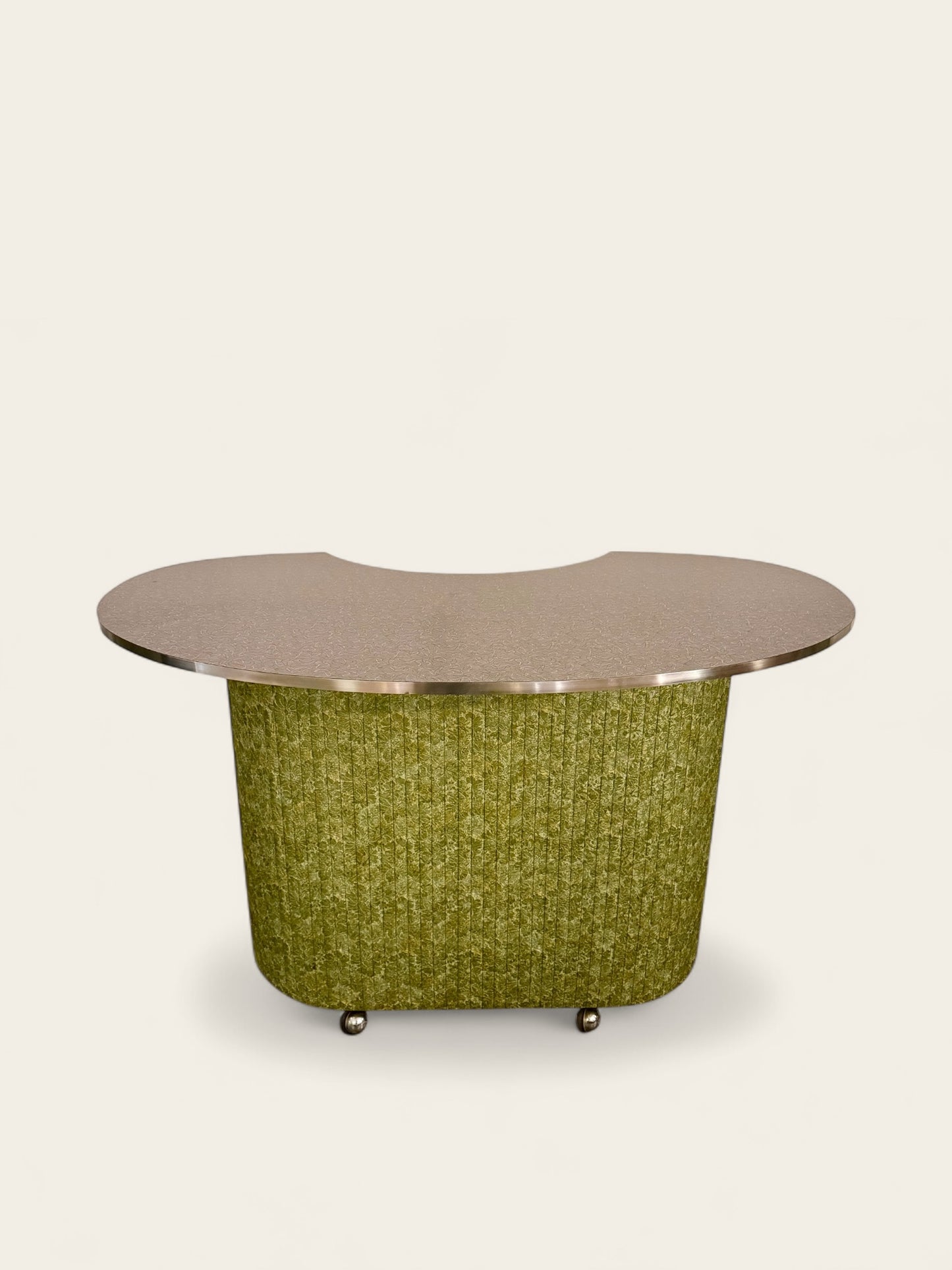 Vintage 1969 Chromcraft Swivel Bar Set with Original Avocado Green Upholstery