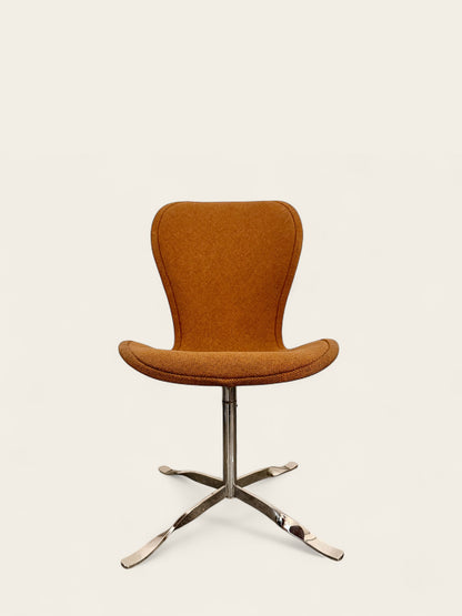 Vintage, MCM Set of (6) Orange Upholstered Gideon Kramer Ion Chairs, First Introduced at the 1962 Seattle World’s Fair
