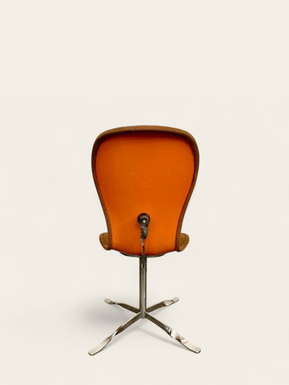 Vintage, MCM Set of (6) Orange Upholstered Gideon Kramer Ion Chairs, First Introduced at the 1962 Seattle World’s Fair