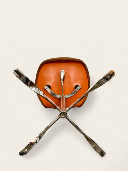 Vintage, MCM Set of (6) Orange Upholstered Gideon Kramer Ion Chairs, First Introduced at the 1962 Seattle World’s Fair