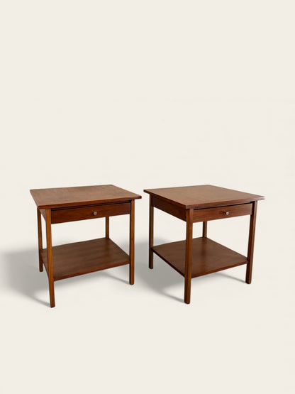 Pair of Matching Lane Altavista Walnut Wood Vintage Mid Century Modern Nightstands or Side Tables