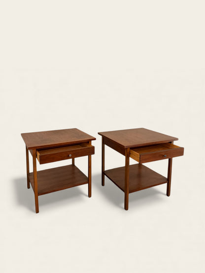 Pair of Matching Lane Altavista Walnut Wood Vintage Mid Century Modern Nightstands or Side Tables