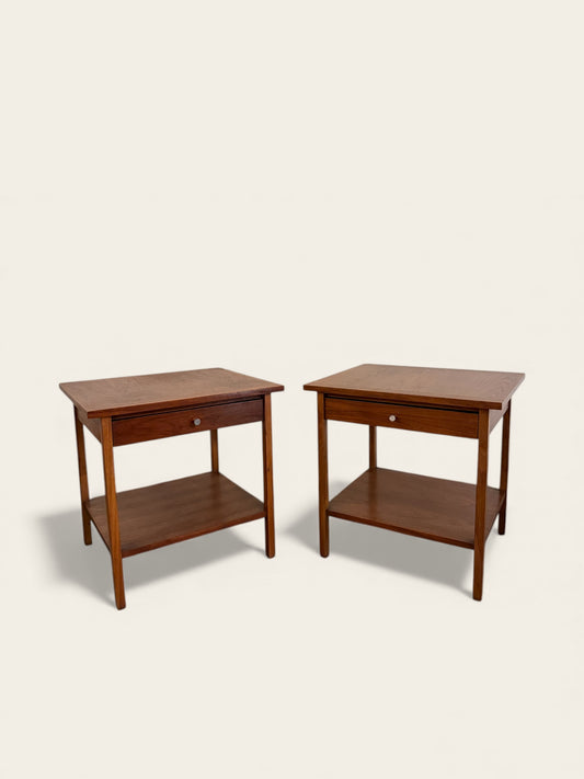 Pair of Matching Lane Altavista Walnut Wood Vintage Mid Century Modern Nightstands or Side Tables