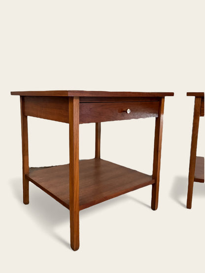 Pair of Matching Lane Altavista Walnut Wood Vintage Mid Century Modern Nightstands or Side Tables