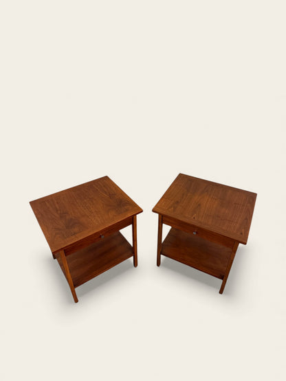 Pair of Matching Lane Altavista Walnut Wood Vintage Mid Century Modern Nightstands or Side Tables