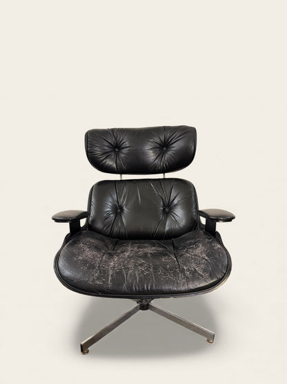 Vintage MCM Eames Style Lounge Chair and Ottoman - Likely Selig or Plycraft