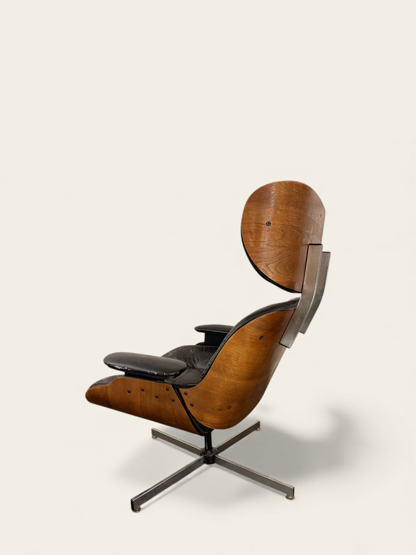 Vintage MCM Eames Style Lounge Chair and Ottoman - Likely Selig or Plycraft
