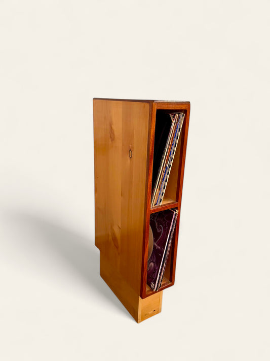 Vintage Two-Tone Vinyl Record or Magazine Tower