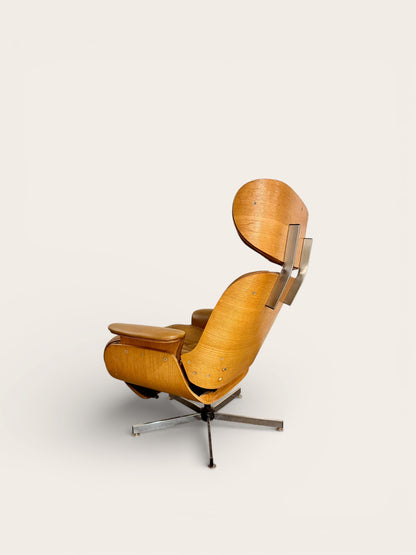 Vintage MCM Plycraft Recliner with Built-in Ottoman
