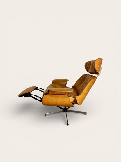 Vintage MCM Plycraft Recliner with Built-in Ottoman