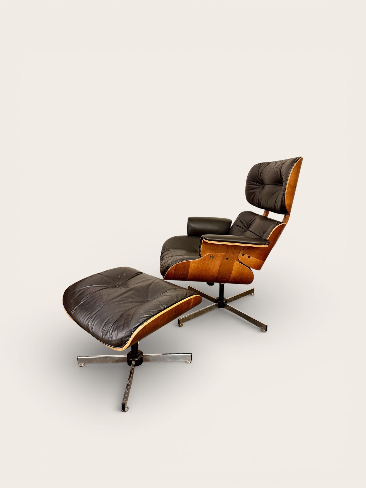 1960s Vintage MCM Selig Eames-Style Lounge Chair and Ottoman