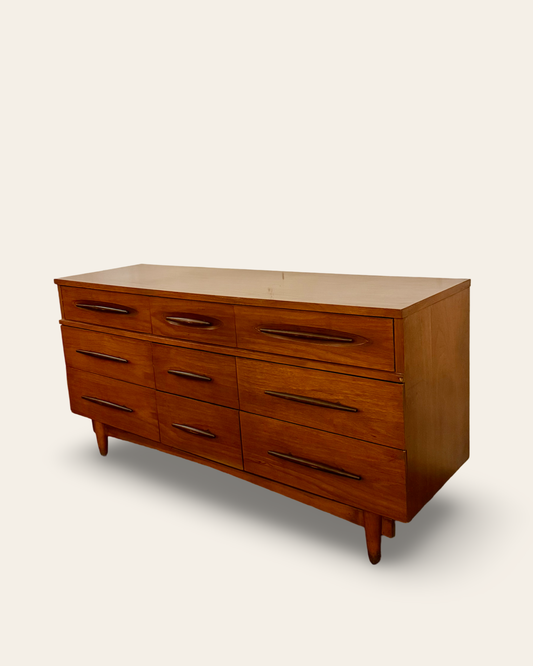 Vintage MCM Harmony House Lowboy Dresser with 9 Drawers and Optional Matching Mirror