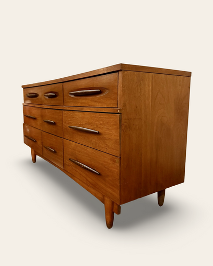 Vintage MCM Harmony House Lowboy Dresser with 9 Drawers and Optional Matching Mirror
