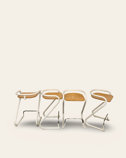 Set of 4 Vintage Post Modern Scandinavian S70-3 Bar Stools by Borge Lindau & Bo Lindekrantz for Lammhults