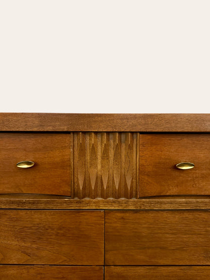 vintage bassett dresser with mirror Vintage MCM Bassett Furniture 6 Drawer Lowboy Dresser with Mirror – The Smith Henry